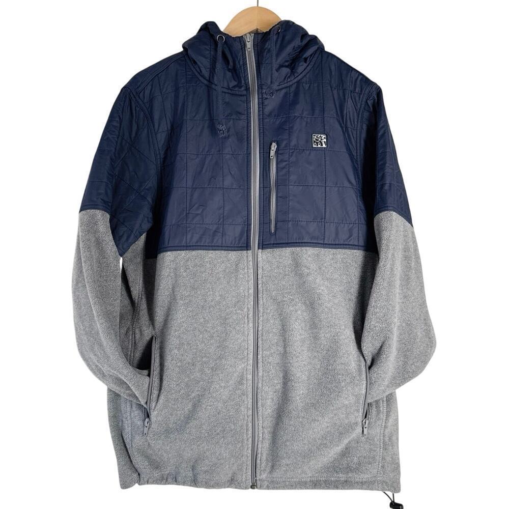 The Hundreds Jacket Hooded Full Zip Navy Gray Fleece Polyester Quilted Sz L